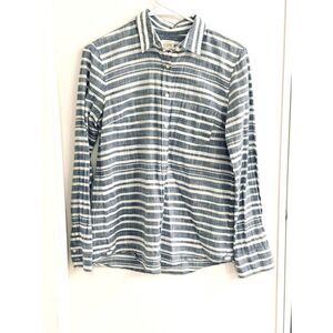 Perfect J. Crew Summer Striped Blue & White Lightweight Cotton Button-Up XS EUC